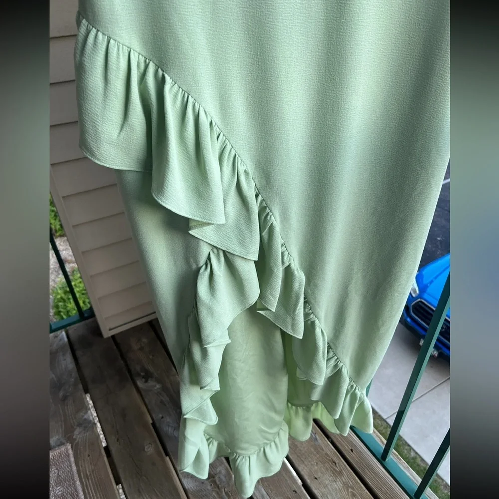 🆕 🌿Dress the Population XXL Mint Green Asymmetrical Maxi Wedding Evening Gown🌿 - Picture 7 of 14